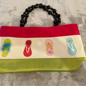 MARTHA N PURSE WITH BEADING DETAIL, and WOOD BEAD HANDLES